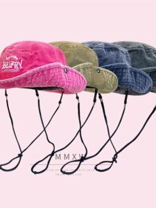 หมวกชาวประมงปักลายตัวอักษรสไตล์ญี่ปุ่น INS ขนาดเล็ก ฤดูใบไม้ผลิและฤดูร้อน ป้องกันแสงแดด กันแดด หมวกทรงกลม ทรงวินเทจ สำหรับผู้ชายและผู้หญิง