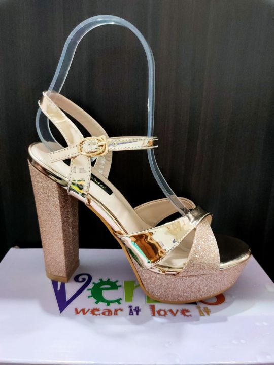 inches Pageant High Heels Sandals shimmering rose gold color