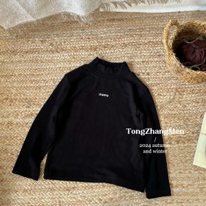 Girl Half Turtleneck Bottoming Shirt Fall and Winter 2024 New Arrival Childrens Inner Wear Sweatshirt Western Style Warm Pullover K-style