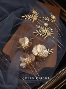 Original Vintage Gold Rhinestone Leaf Forest System Elegant Hair Fork Bridal Updo Photo Shoot Headwear Fashionable Hairpin