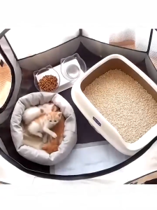 Cat Tent Folding Cat House Cat Cage Portable Outdoor Travel Dog Tent Delivery Room Puppy Kitten Ventilation Mesh Octagonal Playpen Puppy Kennel sangkar kucing 91x91x58cm