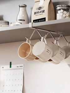 Storix 304 Stainless Steel Coffee Cup Kitchen Utensils Hanger Cup Mug Organizer Hook Shelf Rack Nail-Free