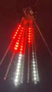 Lampu LED Hujan Meteor 10 Batang 50 CM Warna Warni Merah Putih