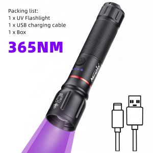 Alonefire | Zoom 395nm/365nm High Power UV Light LED Flashlight USB Rechargeable Torch Cat Dog Pets Urine Tinea Ore Scorpion Detection Lamp
