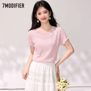 7.Modifier | Áo Thun Dáng Rộng Tay Ngắn Cổ Tròn Có Kim Sa