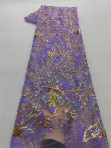 African Sequins Net Lace Fabric 2.5 Yards High-Quality Nigerian French Mesh Tulle Lace For Luxury Wedding Party Dresses Sewing