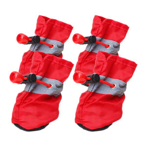 HamshMoc Pet Dog Shoes Non Slip Sole Waterproof Adjustable Strap Reflective For Small Medium Dogs