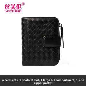 SIFULUN | Handmade Leather Folding Short Wallet