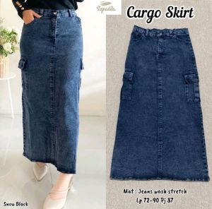 Rok Theana Jeans Tebal Highwaist Wanita Terbaru