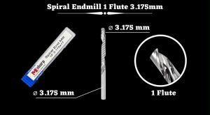 ms7 end mill carbide 1 flute spiral akrilik kayu acrylic MDF dia 3.175 mm