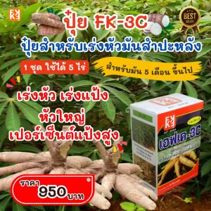 ปุ๋ยน้ำ FK-3C สำหรับมันสำปะหลัง สูตรเร่งการลงหัว หัวใหญ่ เร่งแป้ง น้ำหนักดี เปอร์เซ็นแป้งสูง ทดแทนปุ๋ยเม็ด ลดต้นทุน เพิ่มผลผลิต
