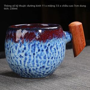 Ly Sứ Sáng Tạo Tay Cầm Gỗ Đổi Màu Theo Nhiệt Độ Cốc Cà Phê Văn Phòng Cốc Trà Cá Nhân Phong Cách Sang Trọng Nhẹ Nhàng Hình Tròn Cốc Sữa Gia Dụng