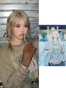 Casual Loose Long Sleeve Coffee Color Print Two-Piece Look Fashionable Spring Autumn Womens Cotton T-Shirt round Neck Commute Style