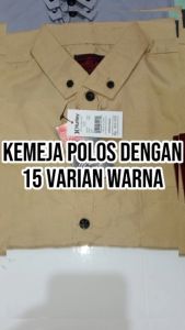 kemeja Polos Pria Lengan Pendek jumbo formal slimfit bahan katun ukuran M L XL XXL XXXL warna hitam putih denim maroon navy army sage green kemeja cowok