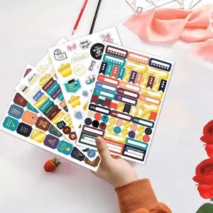 206Pcs 4sheets Planner Stickers Scrapbooking School Stationery Diary Bullet Journal Accessories Label Festive Stickers