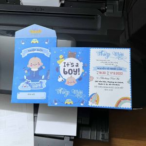 Combo 20 thiệp mời sinh nhật - thôi nôi - đầy tháng bé trai in sẵn nội dung