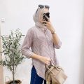 Atasan Wanita Salur Bahan Rayon Premium/Blouse wanita Terbaru/kemeja rayon Premium / Kemeja Rayon Oversized / Kemeja katun rayon / Kemeja Kantor / Blouse Wanita / Kemeja Murah/atasan wanita terbaru/ blouse wanita import/blus wanita. 