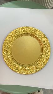 Piring Saji Makanan Mewah Gold Esteti Plastik Besar/Wadah Saji/Serving Plate/Piring Hotel Aesthetic