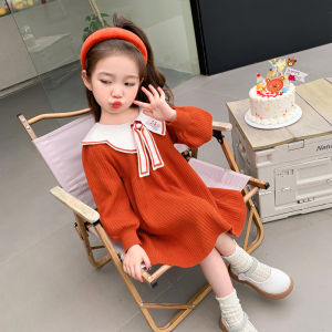 Girls Autumn Clothes Dress 2023 New Arrival Western Style Fashion Childrens Age Baby Princess Dress Spring & Fall Woolen Skirt