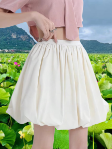 กระโปรงสั้นทรงเอเอวสูงลายดอกไม้สีขาว กระโปรงทรงเอทรงเอเข้ารูปหวานๆ สำหรับผู้หญิงในฤดูร้อน กระโปรงสั้นทรงเอเข้ารูป