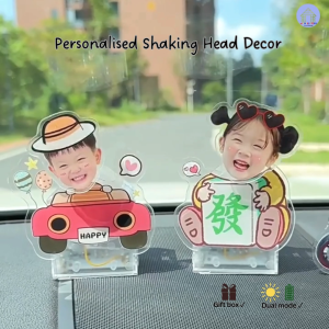Personalised shaking head decor (Mahjong super HUAT) with gift box for car office and home