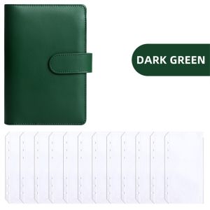 PU Leather Budget Binder With Cash Envelopes Pockets Zip Small French Budget Pouch Binder For Saving Money A6 Planner Organizer