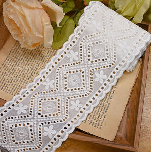 Vải Thêu Viền Ren Dày Bằng Cotton Thủ Công DIY Viền Ren Vàng Nâu Cổ Điển Rộng 10cm Dùng Cho Đồ Gia Dụng