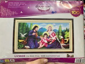 [ GIẢM GIÁ]Tranh thêu chữ thập gia đình chúa 3d Lv3039 KT 84x47cm[ TRANH HÀ ĐOÀN]