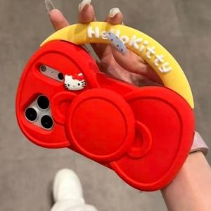 Red Butterfly Knot Silicone Phone Case Full Cover Protection for Apple 17ProMax 16pro/1514 17Promax Creative Anti-Fall Cute Style