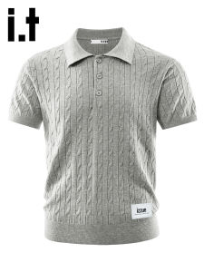 izzue | Breathable Textured Knit Polo Shirt