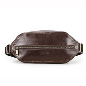 CONTACTS Genuine Leather VintageMen Waist Bags Chest Bag Fanny Bags Croosbody Bags Men Travel Waist Packs for 8.3" iPad Mini