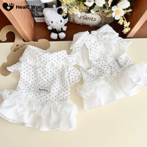 HealC Pets Original Pure Cotton Lace Princess Skirt Style Pet Dress Short Sleeve Dog Cat Clothes Cotton Fabric Princess Collar
