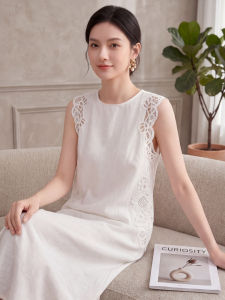 DANTING | Elegant White Lace Sleeveless Maxi Dress