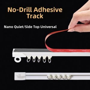 Silent Slide Track Curtain No Drilling Bean Door Curtain Hook Type Guide Rail Self Adhesive Magic Tape Closet Track