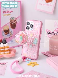 Original JOEJOE Plaid Bubble Bear Magnetic Phone Case for Apple iPhone 14/15/16 pro Series Protective Stand Candy Color Design
