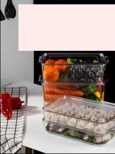 Multifunction Transparent Pantry Storage Organizer With Drainer and Lid Fridge Container For Organized Pantry Kitchen