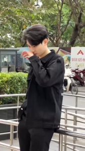 Áo khoác jacket JEANS đen thêu chữ khoác ngoài cho nam phong cách ulzzang denim