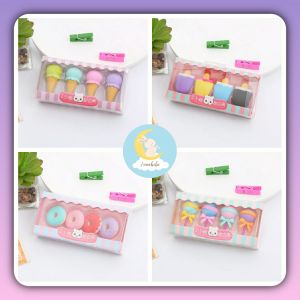 Eraser 4 IN 1 Penghapus Pensil Model Ice Cream Donut Lollipop / Penghapus lucu set anak