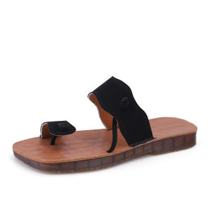 Summer Faux Suede Toe Post Sandals Womens Outdoor Beachwear Trendy Slip-On Casual Flat Heel Rubber Sole Comfortable Slippers