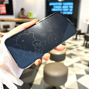 Creative Kt Cat Phone Case Full Cover Tempered Glass Screen Protector High Definition Protection for  13 14 pro 15 16 17 pro Max