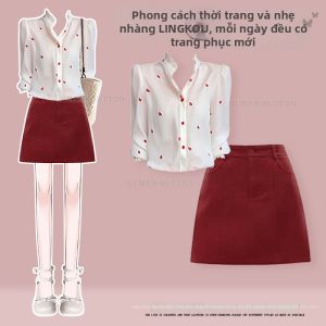 NUMEN BUTTON | Bộ Đồ Dots Ngọt Ngào Giảm Cân Phong Cách Văn Phòng Mùa Hè