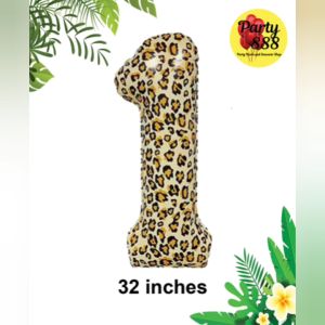 Jungle safari number foil balloon 32 inches Cheetah Leopard print Happy 1 2 3 4 5 6 7 8 9 years birthday balloon Party888