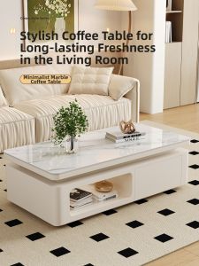 YIYOU | French Cream Aesthetic Storage Rock Plate Coffee Table