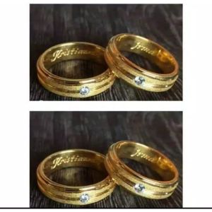 (GRATIS UKIR NAMA) CINCIN COUPEL TITANIUM KAWIN NIKAH PRIA WANITA GOLD