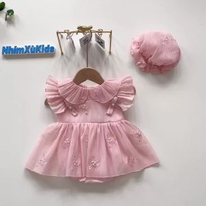 (3-12kg) Body Váy Hoa Thêu Hồng NHÍM XÙ KIDS Cho Bé Gái Sơ Sinh Đầy Tháng Thôi Nôi Sinh Nhật B030