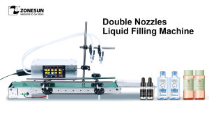 ZONESUN Small Automatic Double Nozzles Liquid Beverage Bottle Vial Filling Machine Water Filler