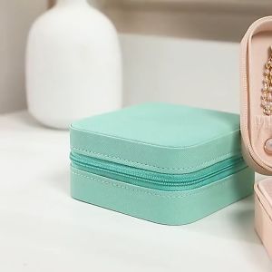 Portable Jewelry Box Zipper Leather Storage Organizer