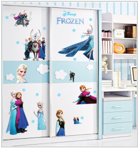 Princess Elsa Decorative Stickers Girls Bedroom Closet Door Pattern Wall Decals Self Adhesive Waterproof PVC Cartoon Animation