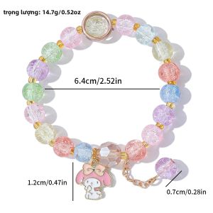 Sanrio | Vòng Tay Hạt Cườm Hoạt Hình Sanrio Dành Cho Bé Gái Với Charm Kuromi Hello Kitty Hạt Pha Lê Trang Sức Thời Trang Trẻ Em Quà Tặng