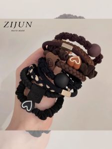Japanese and Korean High Elastic Black Headband New Arrival Rubber Band Womens Hair Tie Minimalist Elegant Durable Leather Case Hair Ring Hair Rope